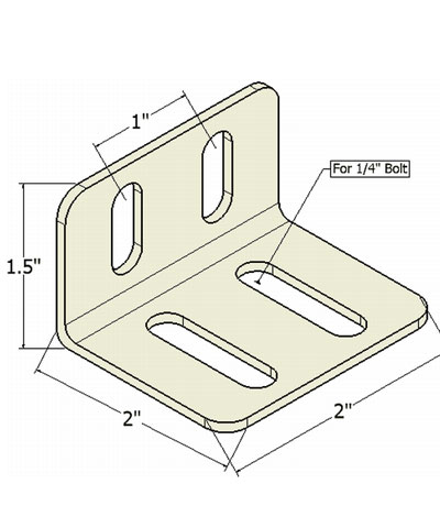 2” by 1.5” Lateral Trunk, Lateral Hip/Thigh or Lateral Knee Bracket, pair, kit.